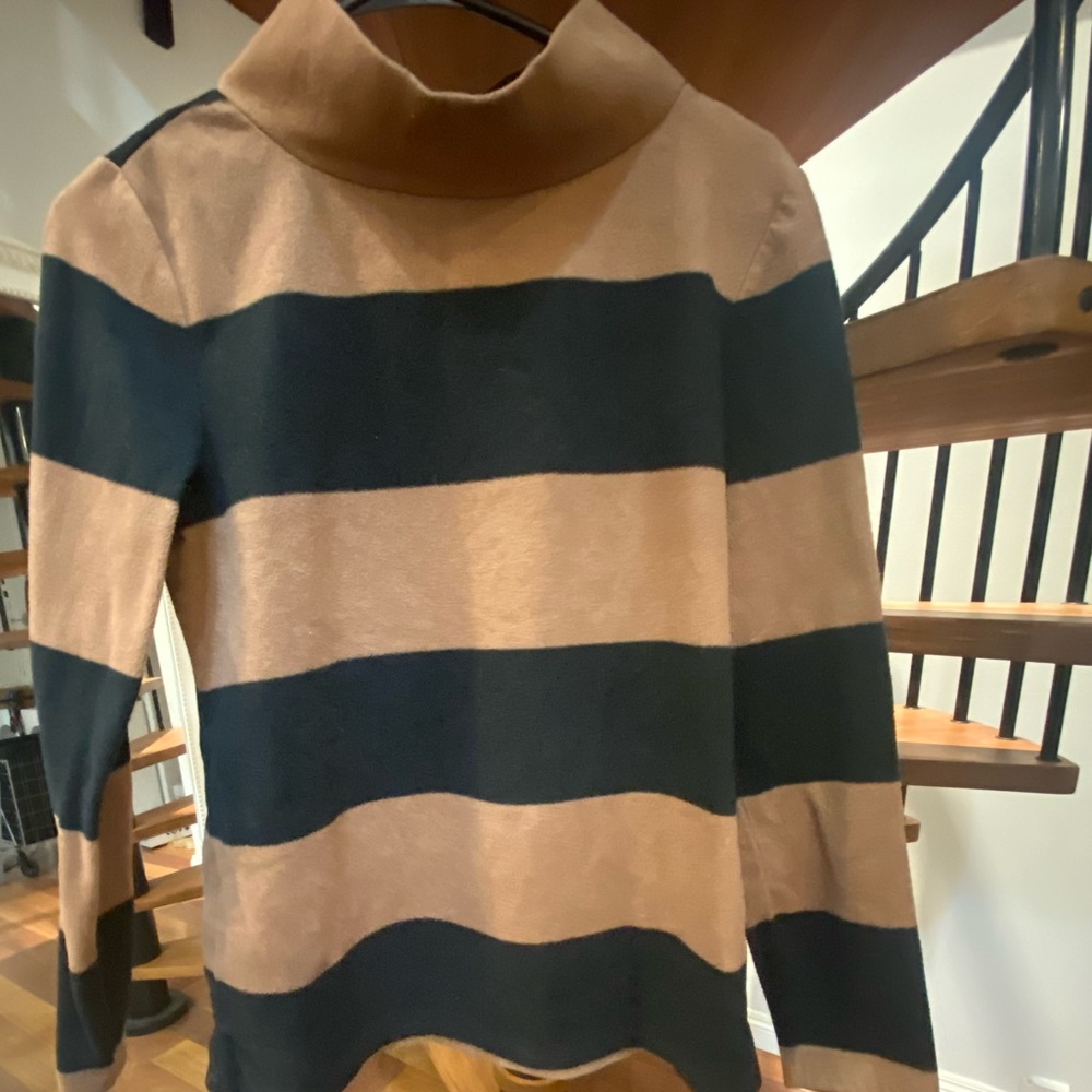 Talbots Black and Tan Striped Long Sleeve Tee